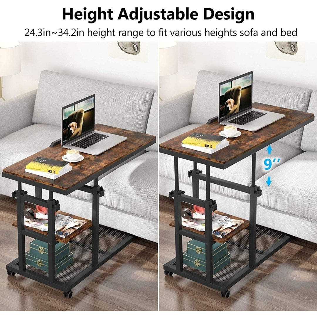 Tribesigns Height Adjustable C Table with Wheels, Mobile Couch Snack Side Table with Tiltable Drawing Board Image 11