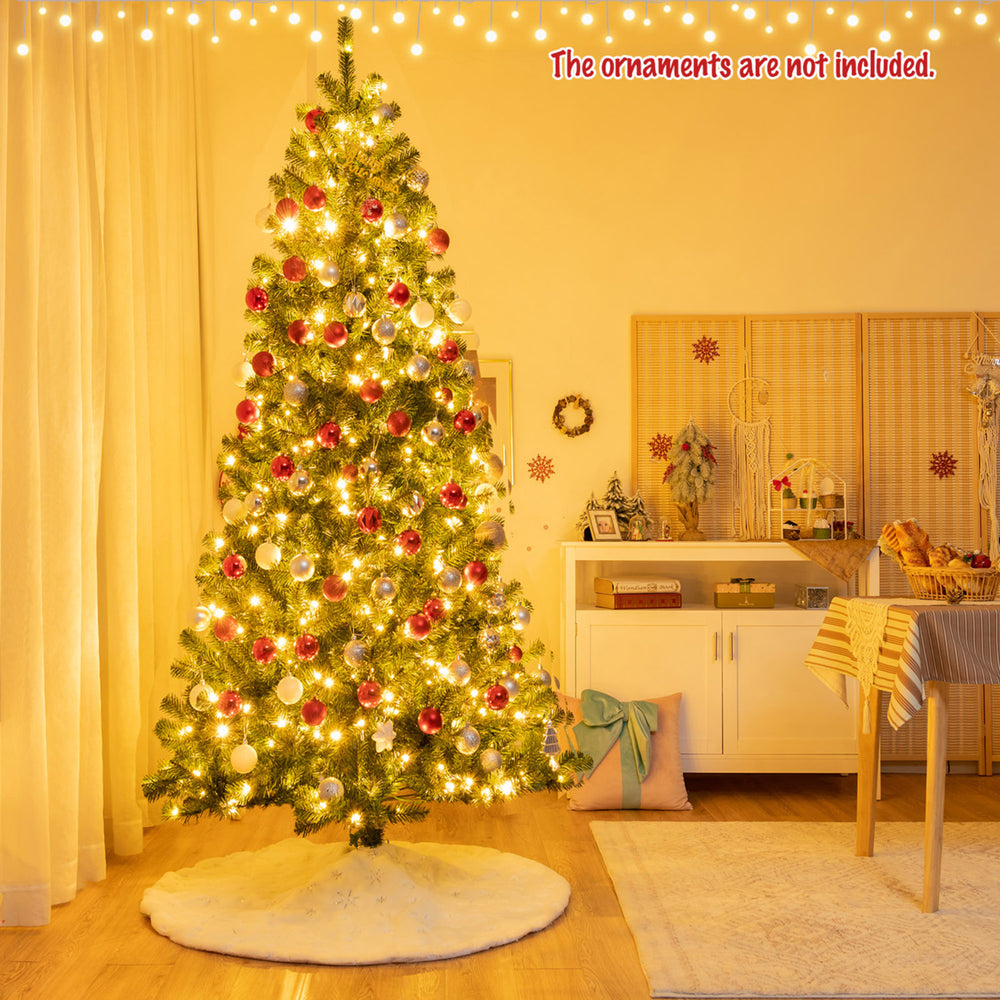 6/7/8 FT Pre-lit Artificial Christmas Tree Hinged Xmas Tree w/ 9 Lighting Modes Image 2