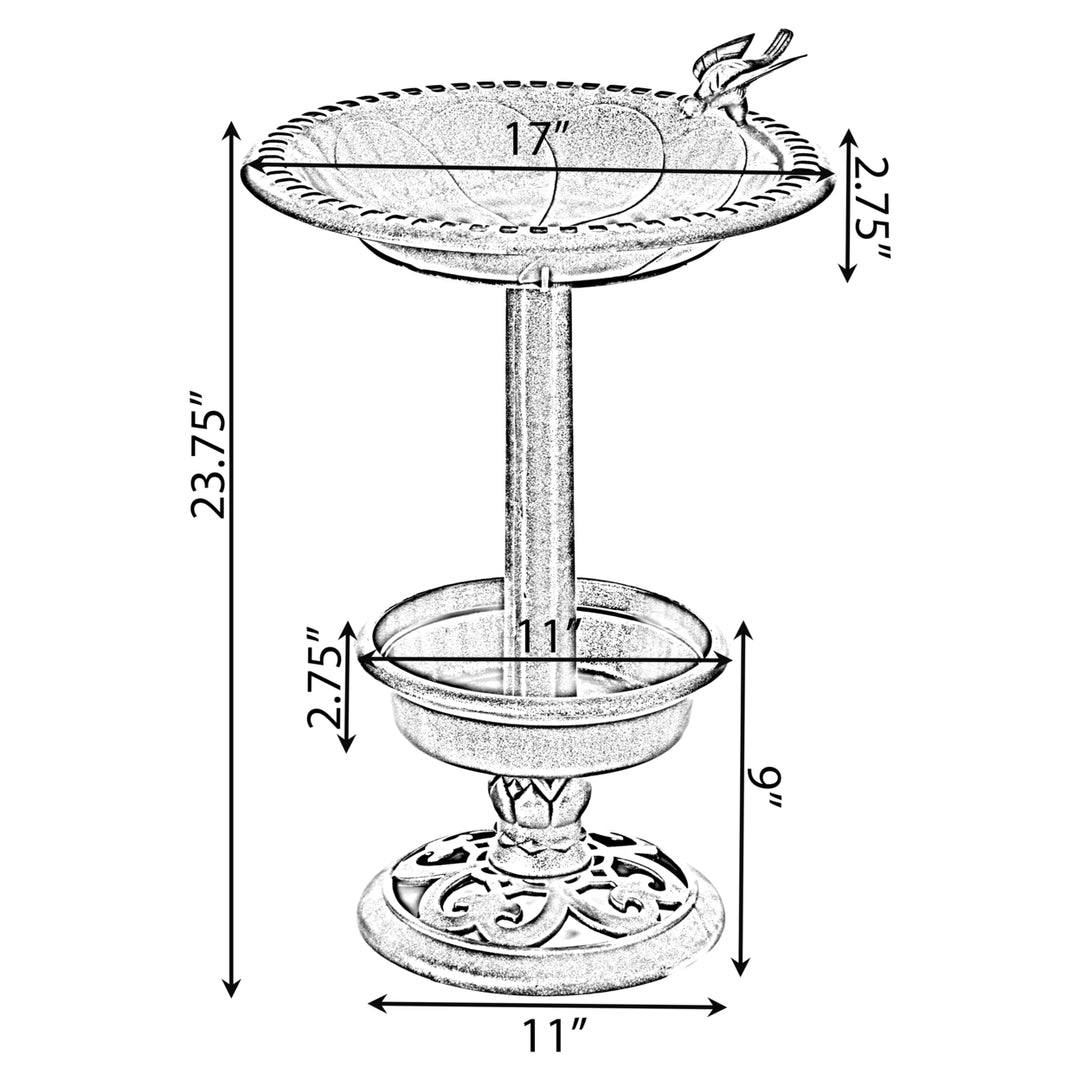Outdoor Garden Bird Bath and Solar Powered Round Pond Fountain with Planter Bowl, Copper Image 3