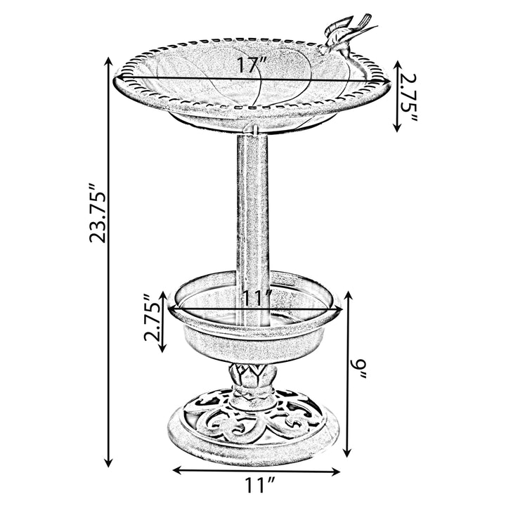 Outdoor Garden Bird Bath and Solar Powered Round Pond Fountain with Planter Bowl, Copper Image 3