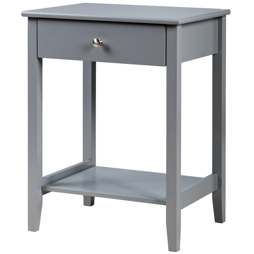 2PCS Nightstand Sofa Side End Table Bedroom Living Room w/ Shelf Drawer Grey Image 5