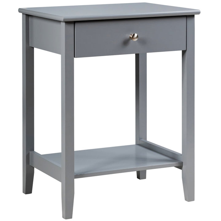 2PCS Nightstand Sofa Side End Table Bedroom Living Room w/ Shelf Drawer Grey Image 6