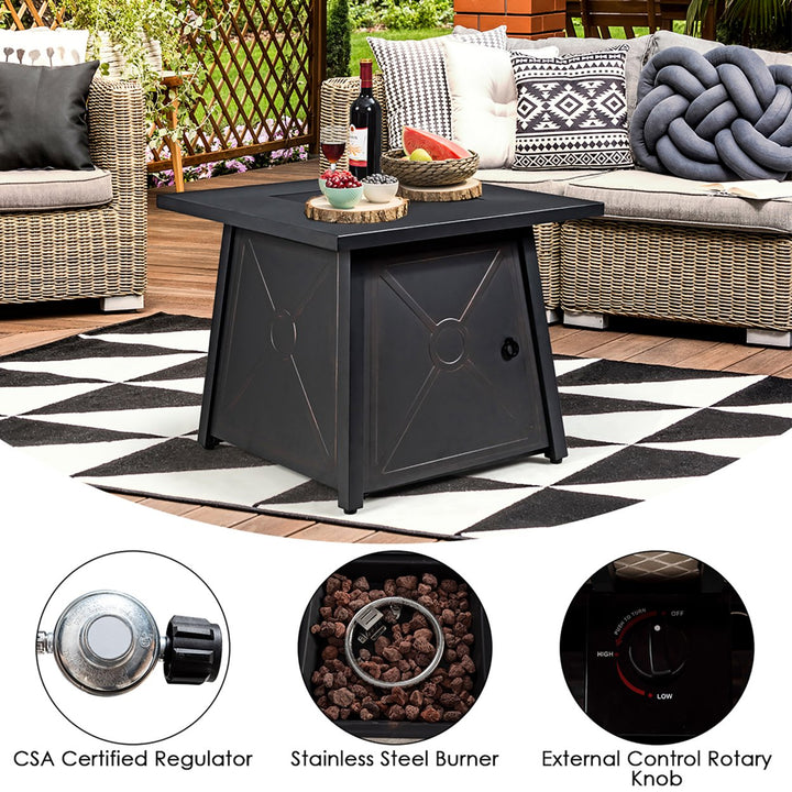 30 Square Propane Gas Fire Pit Table 50,000 BTU W/ Waterproof Cover Lava Rock Image 5