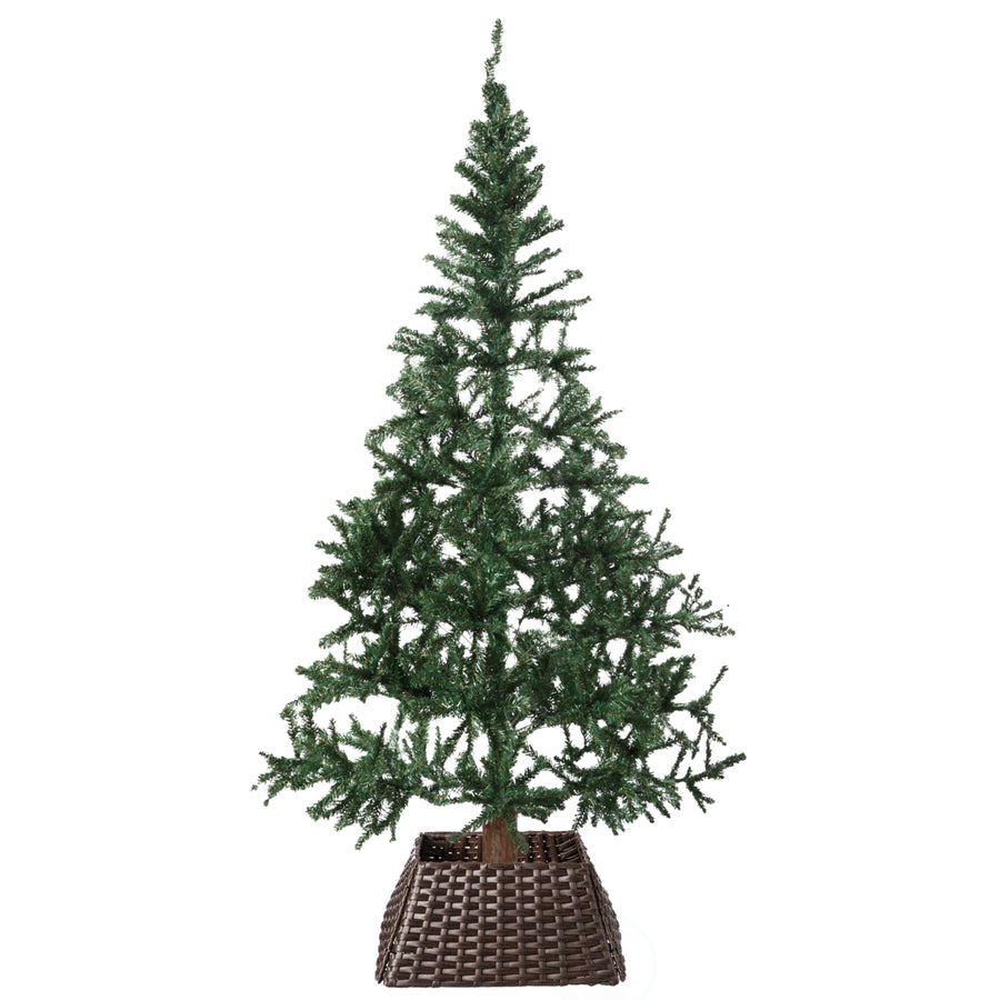 Foldable Christmas Tree Skirt Collar Basket 19.5in Waterproof Rattan Plastic Image 1