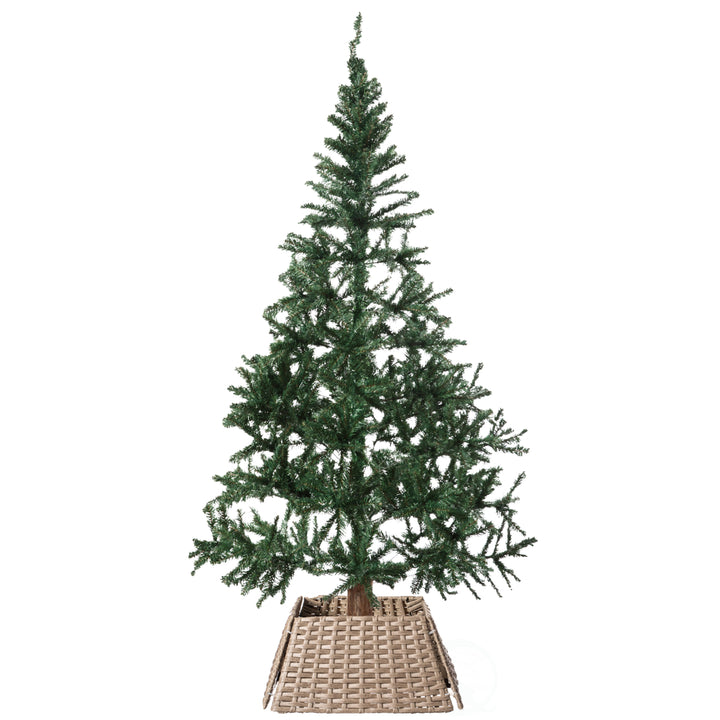 Foldable Christmas Tree Skirt Collar Basket 19.5in Waterproof Rattan Plastic Image 2