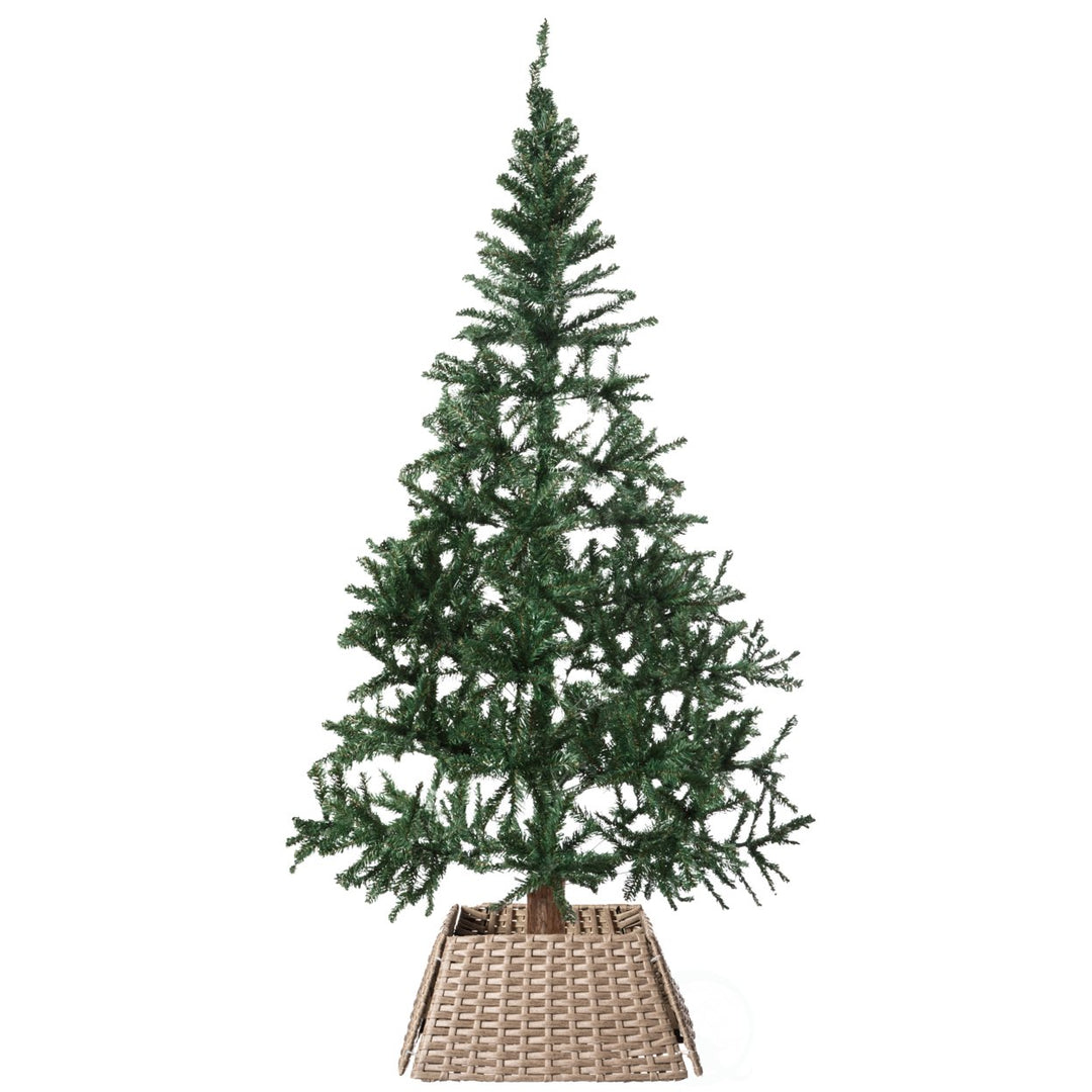 Foldable Christmas Tree Skirt Collar Basket 19.5in Waterproof Rattan Plastic Image 1