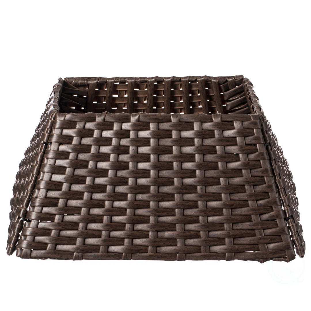 Foldable Christmas Tree Skirt Collar Basket 19.5in Waterproof Rattan Plastic Image 3