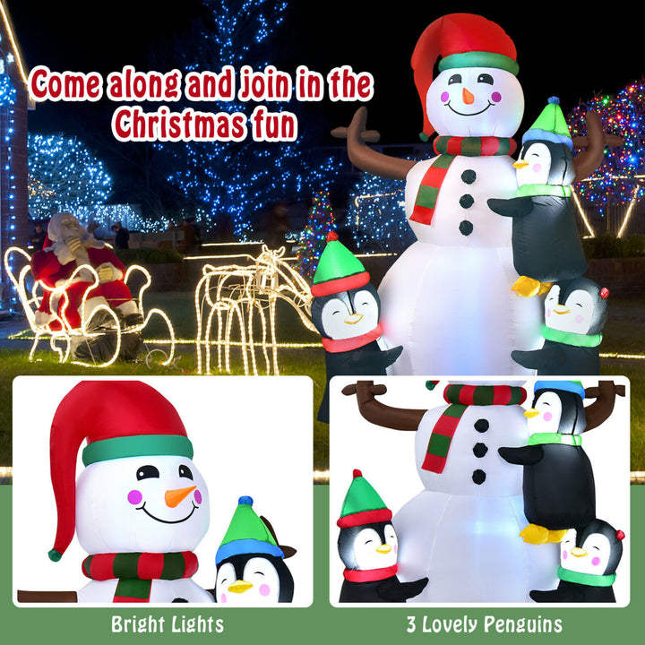 6 FT Inflatable Christmas Snowman and Penguins Blow up Decoration w/ LED Lights Image 4