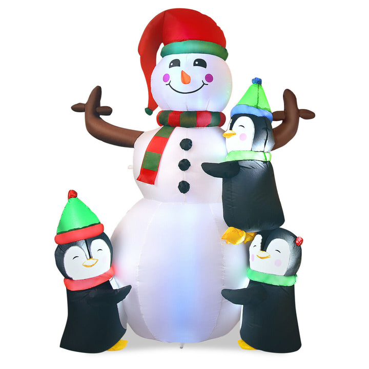 6 FT Inflatable Christmas Snowman and Penguins Blow up Decoration w/ LED Lights Image 5