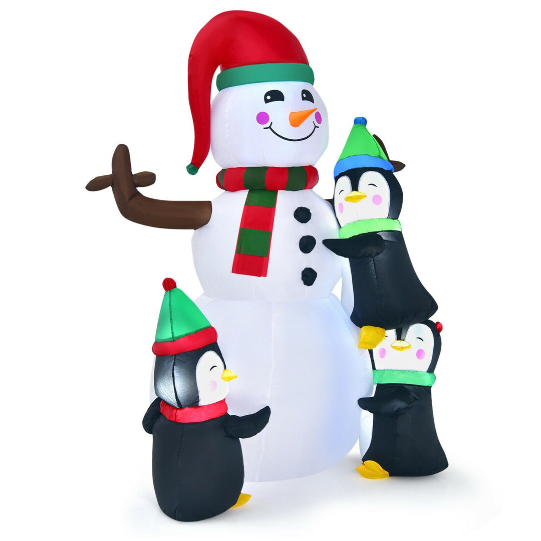 6 FT Inflatable Christmas Snowman and Penguins Blow up Decoration w/ LED Lights Image 6