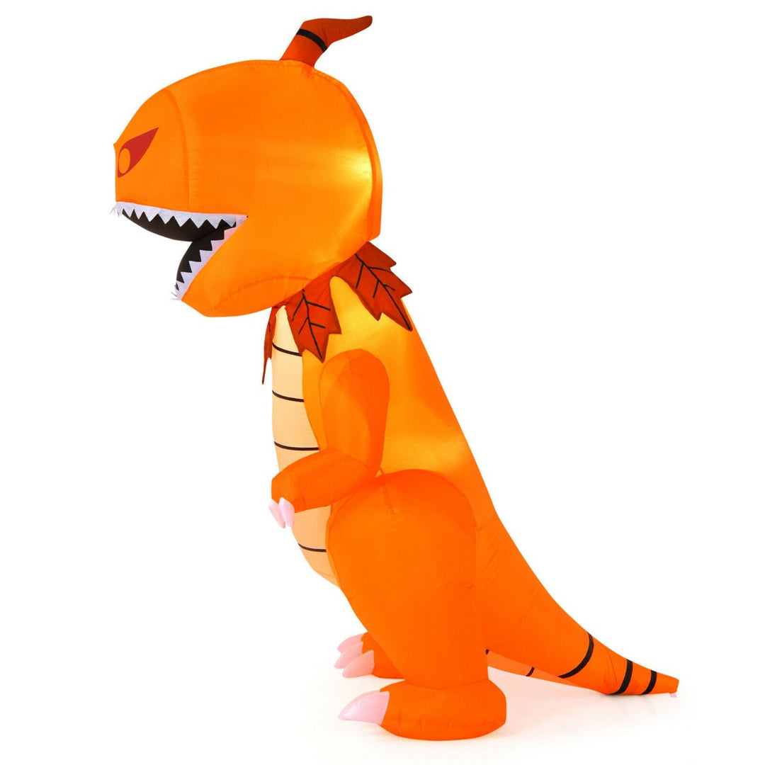 8ft Inflatable Pumpkin Dinosaur Halloween Decoration w/ Built-in LED Lights Image 6