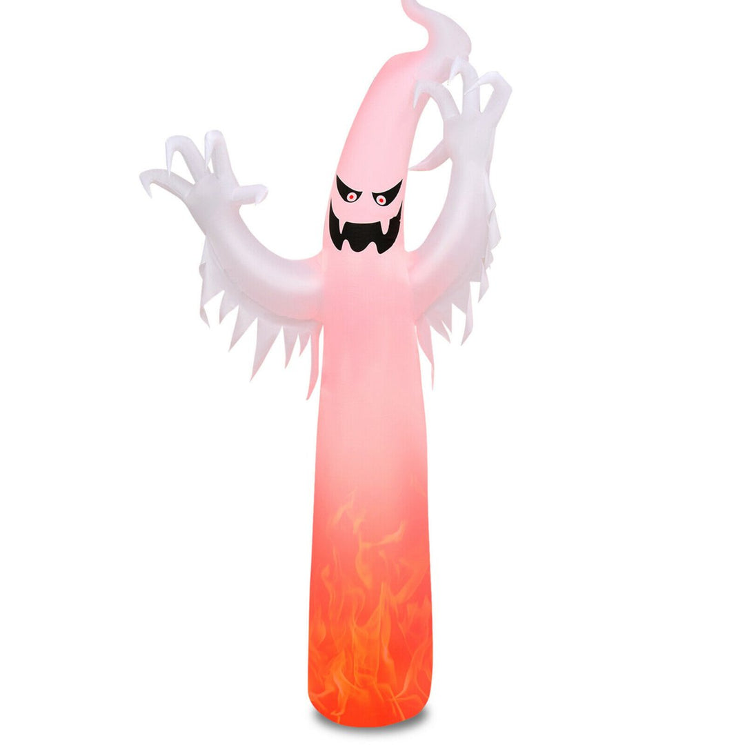 12ft Inflatable Halloween Ghost Blow Up Decoration w/ Built-in Flame Light Image 1