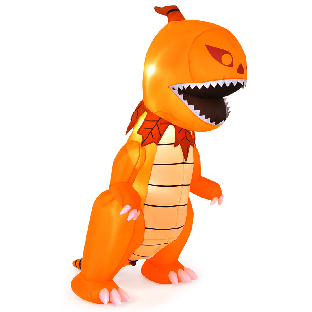 8ft Inflatable Pumpkin Dinosaur Halloween Decoration w/ Built-in LED Lights Image 8