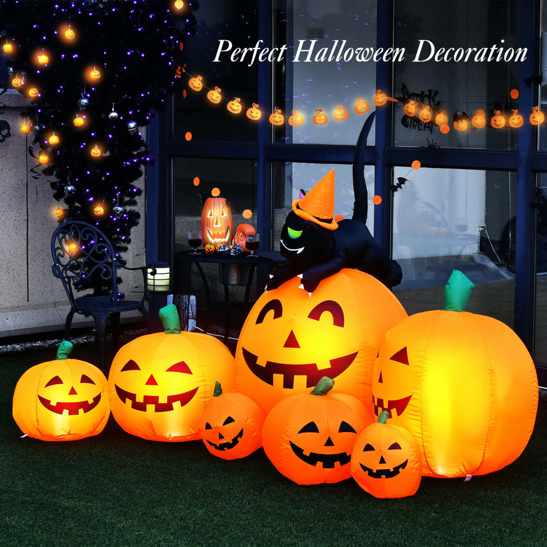 Inflatable Pumpkin Combo Halloween Decoration 7.5ft Length w/ LED Lights Image 1