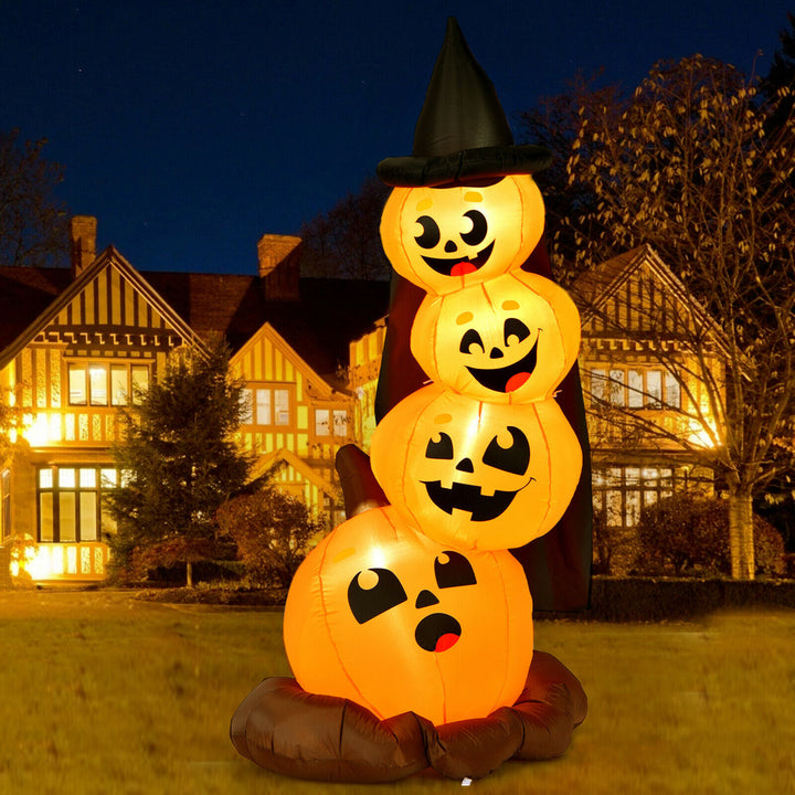 7ft Inflatable Pumpkin Combo Halloween Decoration w/ Built-in LED Lights Image 1