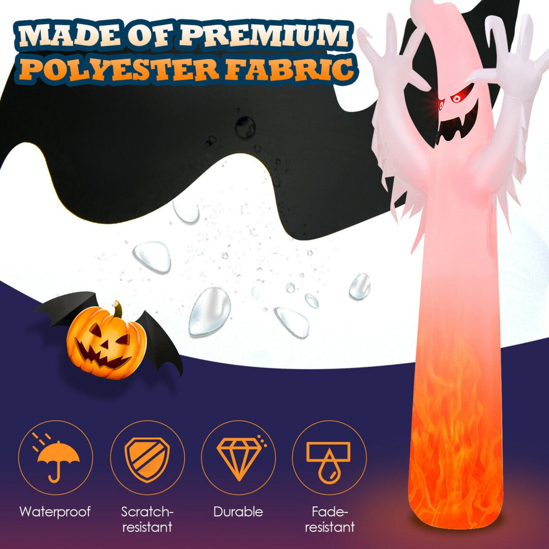 12ft Inflatable Halloween Ghost Blow Up Decoration w/ Built-in Flame Light Image 4