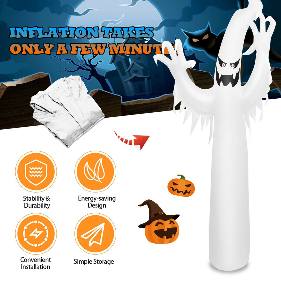 12ft Inflatable Halloween Ghost Blow Up Decoration w/ Built-in Flame Light Image 5