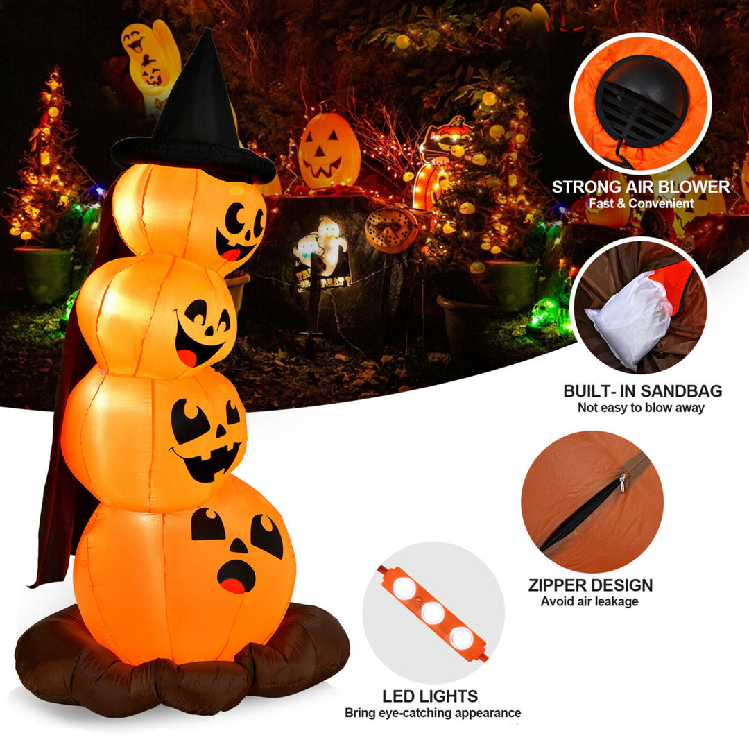 7ft Inflatable Pumpkin Combo Halloween Decoration w/ Built-in LED Lights Image 4