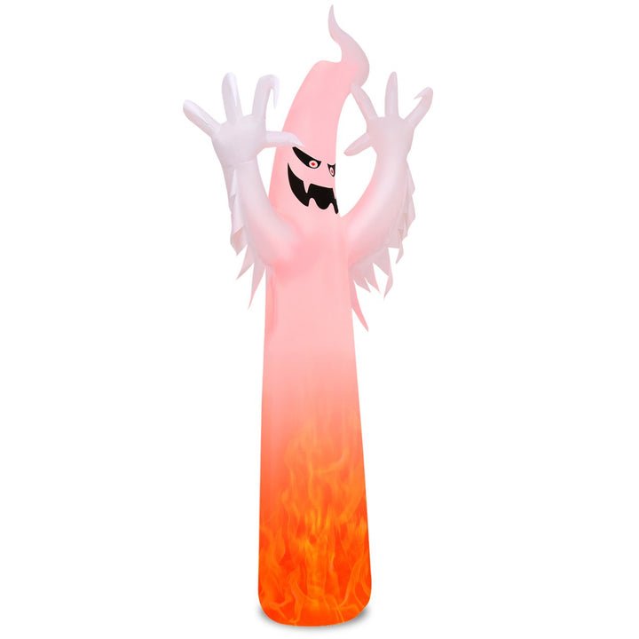 12ft Inflatable Halloween Ghost Blow Up Decoration w/ Built-in Flame Light Image 7