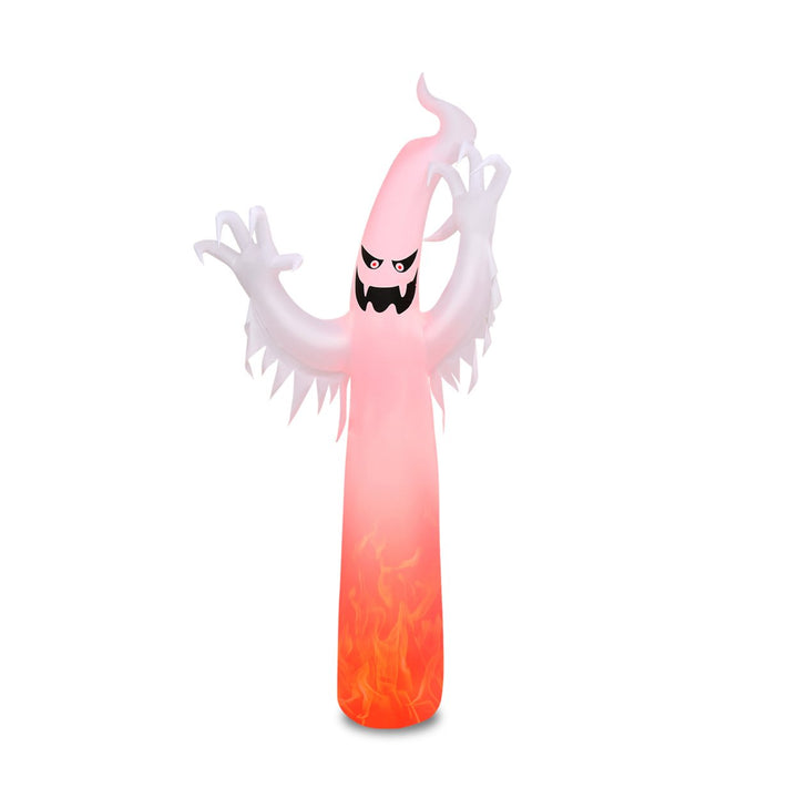 12ft Inflatable Halloween Ghost Blow Up Decoration w/ Built-in Flame Light Image 10