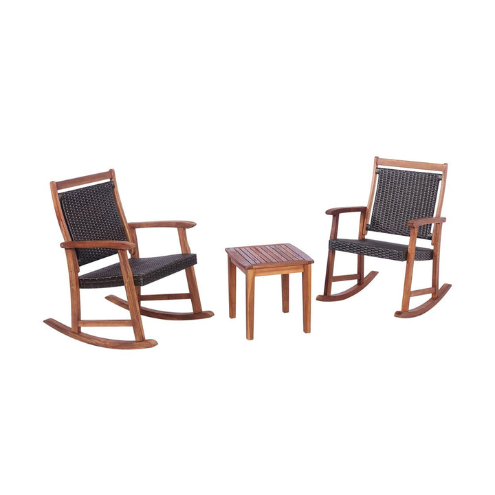 3PCS Patio Rocking Chair and Table Set Outdoor Conversation Bistro Set Image 10