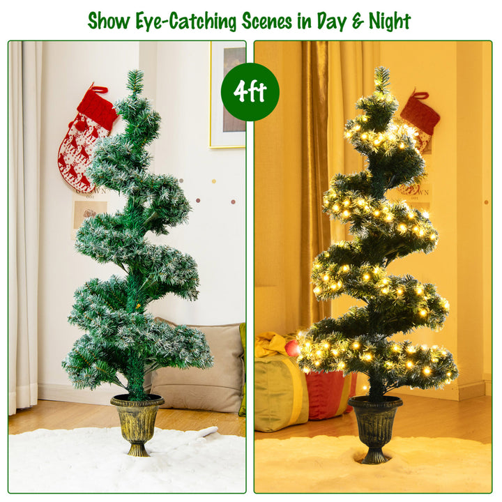 4 ft Pre-Lit Artificial Spiral Christmas Tree Entrance Tree w/ LED Lights Image 9