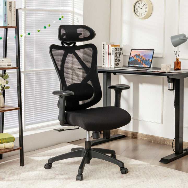 Reclining Mesh Office Chair Swivel Chair w/ Adjustable Lumbar Support Image 3