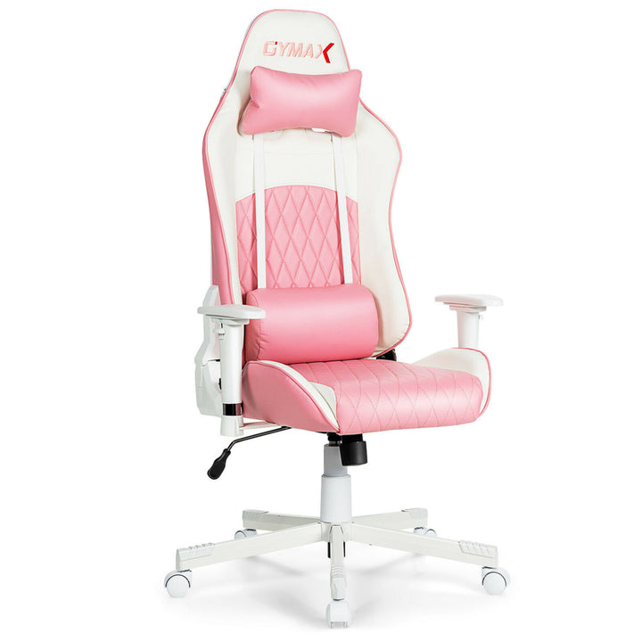 Gaming Chair Racing Style Adjustable Swivel Computer Office Chair Pink Image 1