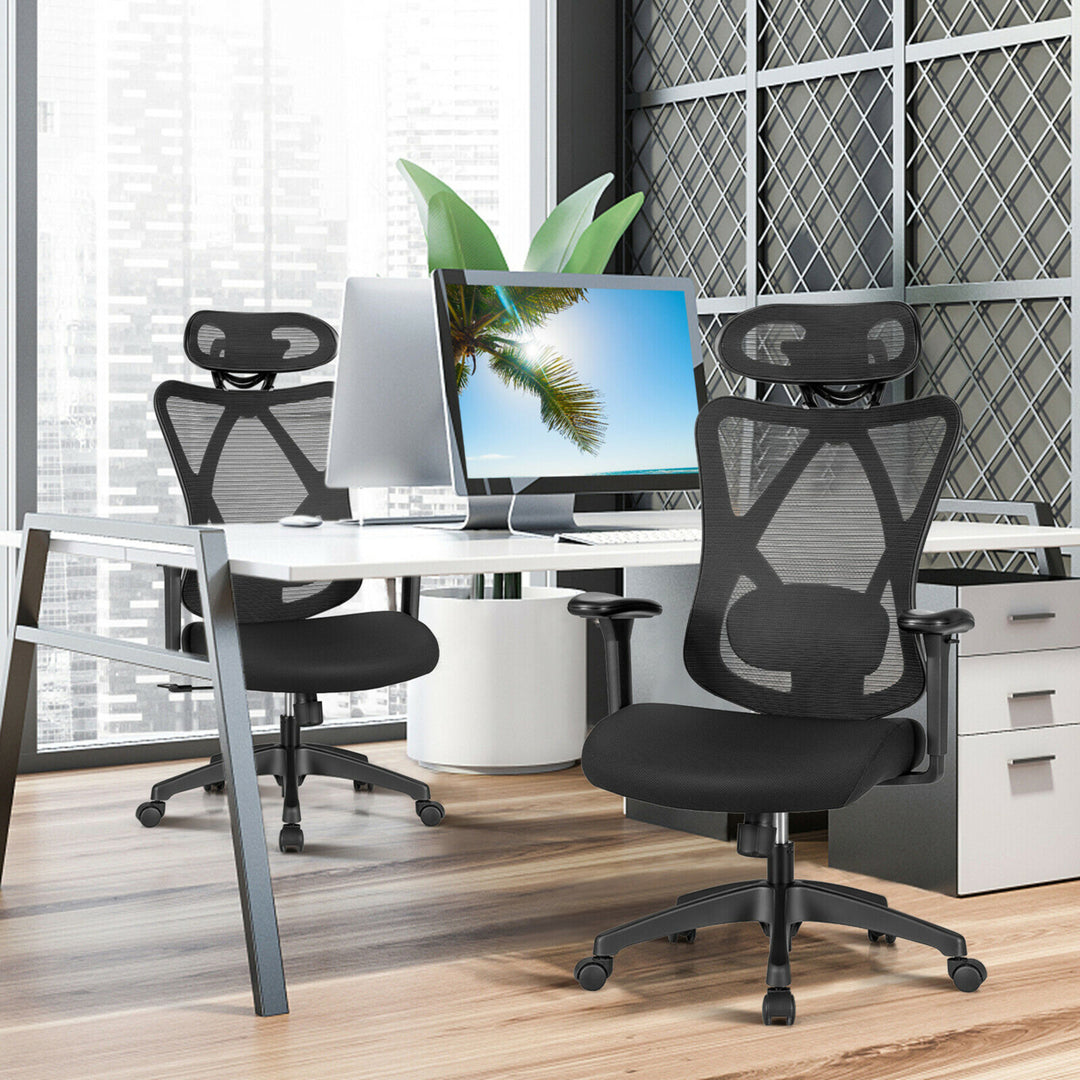 Reclining Mesh Office Chair Swivel Chair w/ Adjustable Lumbar Support Image 4