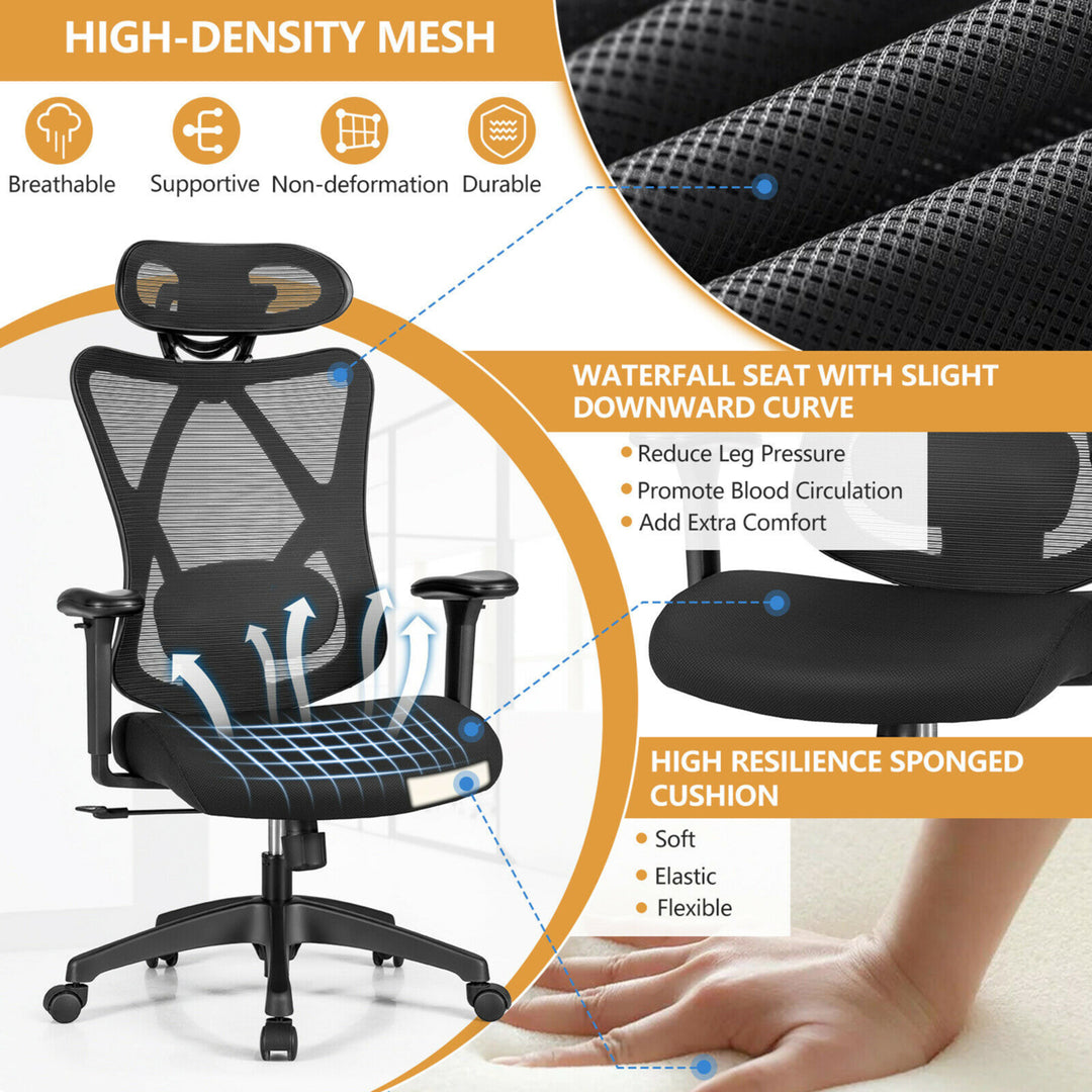 Reclining Mesh Office Chair Swivel Chair w/ Adjustable Lumbar Support Image 5