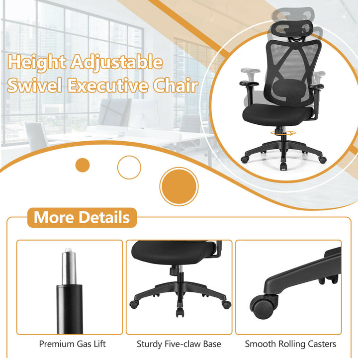 Reclining Mesh Office Chair Swivel Chair w/ Adjustable Lumbar Support Image 9