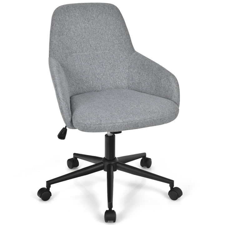 Linen Accent Office Chair Adjustable Rolling Swivel Task Chair w/Armrest Image 1