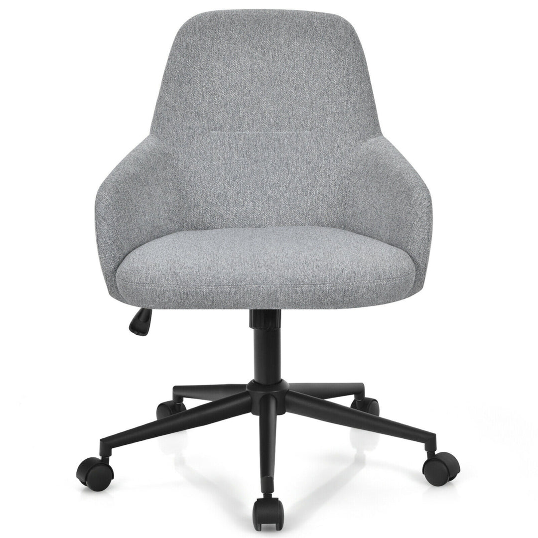 Linen Accent Office Chair Adjustable Rolling Swivel Task Chair w/Armrest Image 9