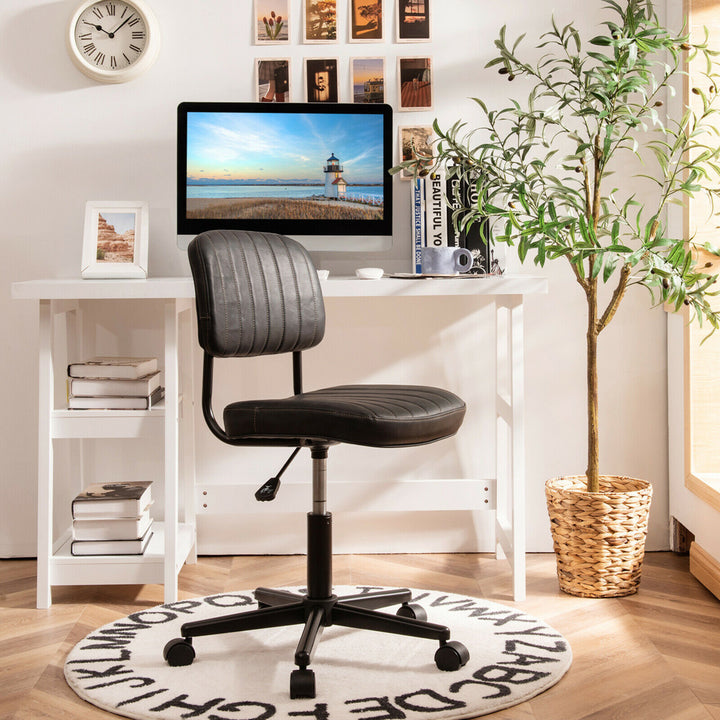 PU Leather Office Chair Adjustable Swivel Task Chair w/ Backrest Image 3