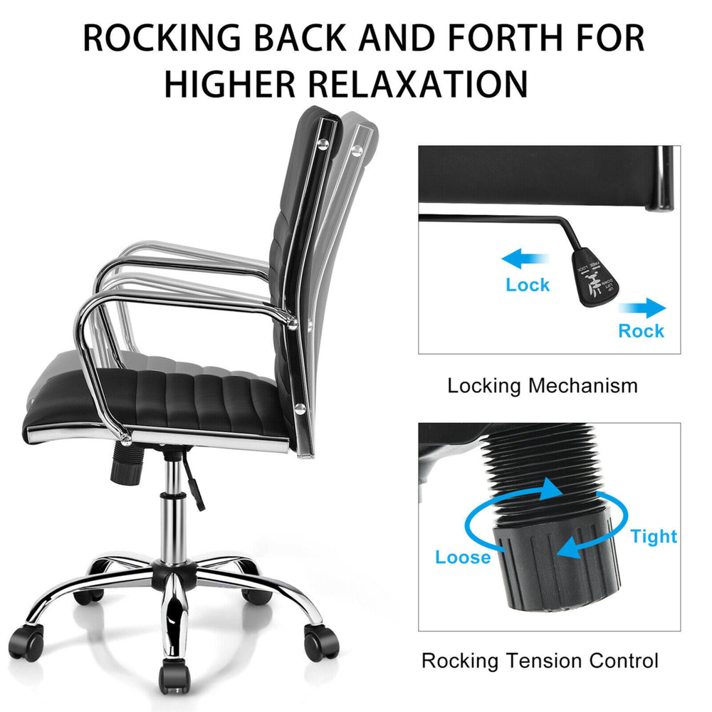 PU Leather Office Chair High Back Conference Task Chair w/Armrests Image 2