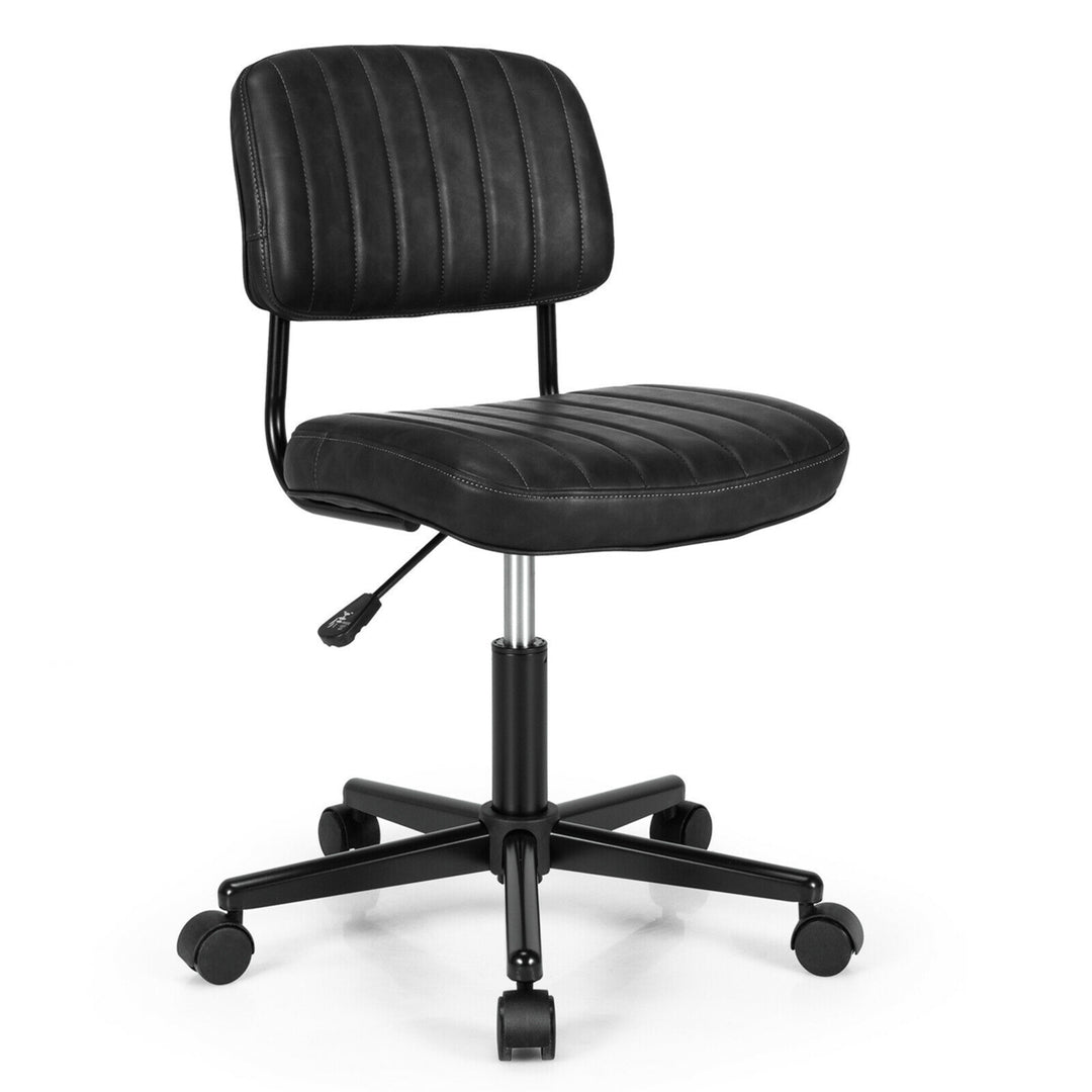 PU Leather Office Chair Adjustable Swivel Task Chair w/ Backrest Image 4