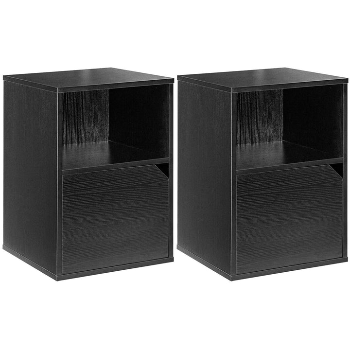 Set of 2 Nightstands Side End Table Storage Cabinet Shelf Living Room Image 4