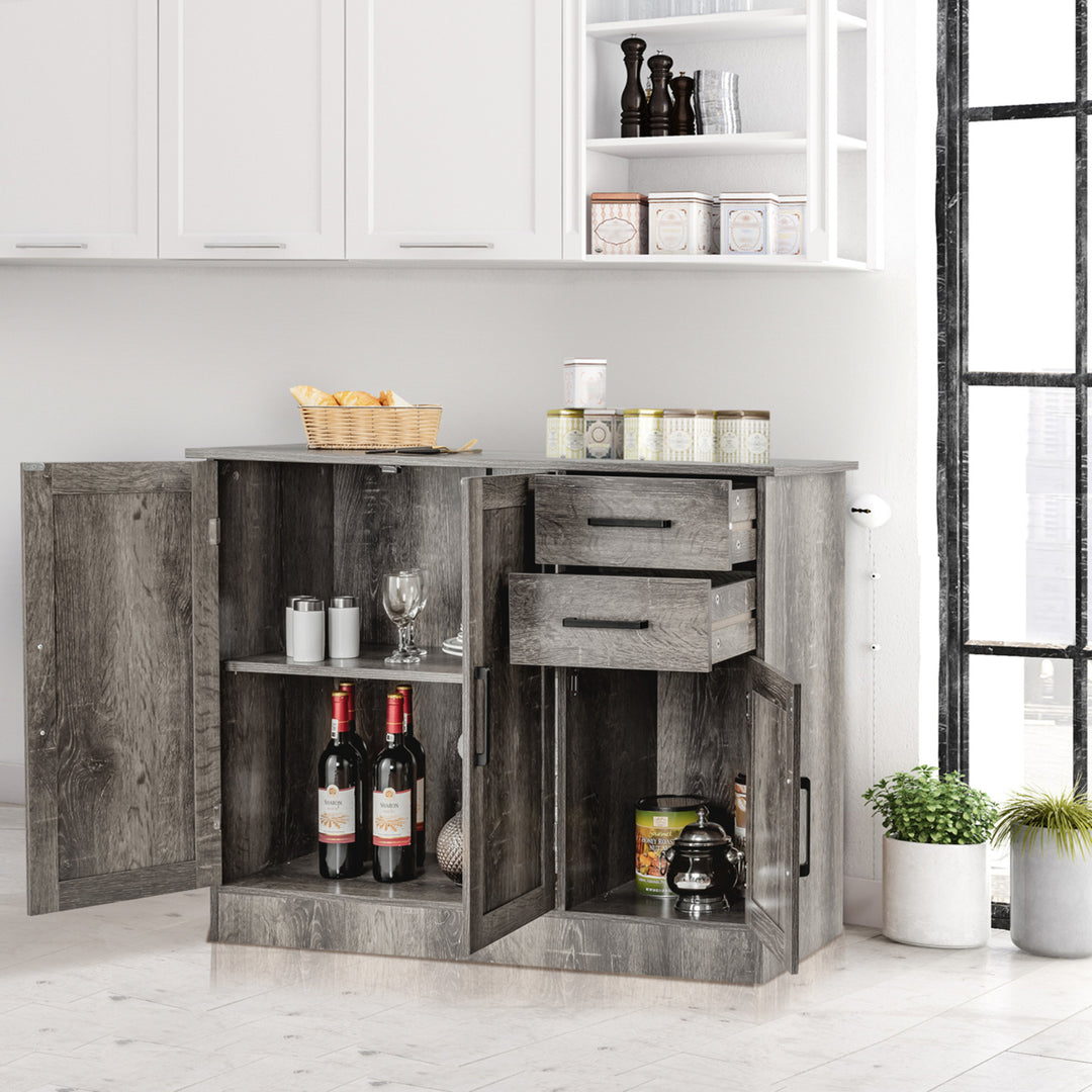 Buffet Storage Cabinet Console Table Kitchen Sideboard Drawer Grey Image 4