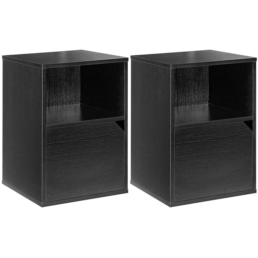 Set of 2 Nightstands Side End Table Storage Cabinet Shelf Living Room Image 1