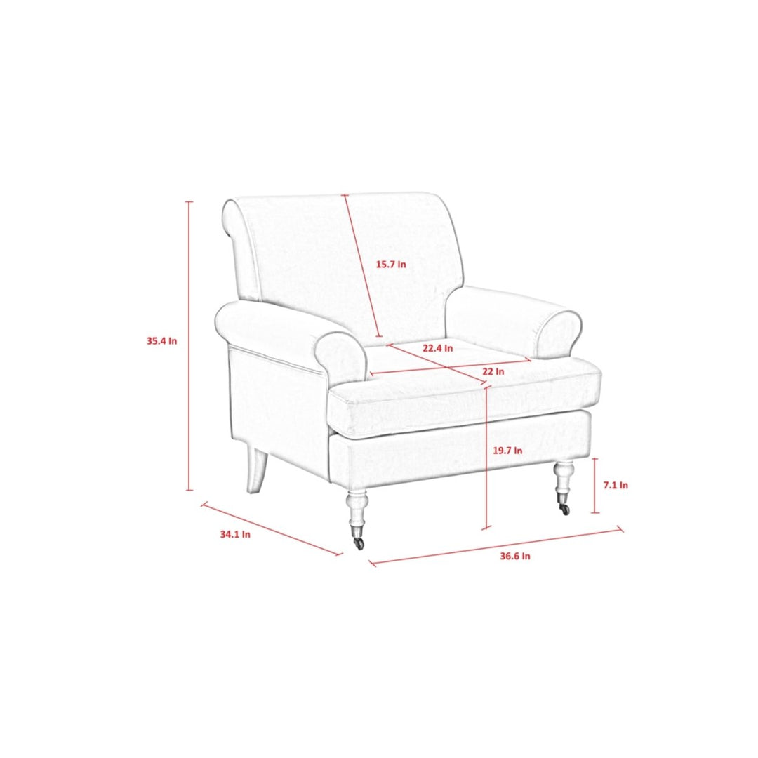 Jaclyn Accent Chair-Saber Back Leg-Front Leg Casters-Rolled Arms Image 11