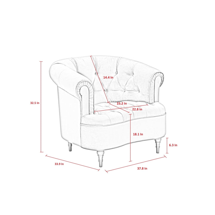 Hailie Accent Chair-Upholstered Button Tufted-Rolled Arms-Web Suspension Image 11