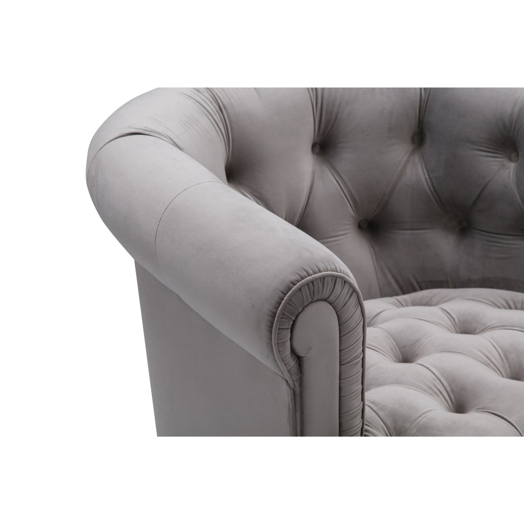 Hailie Accent Chair-Upholstered Button Tufted-Rolled Arms-Web Suspension Image 9