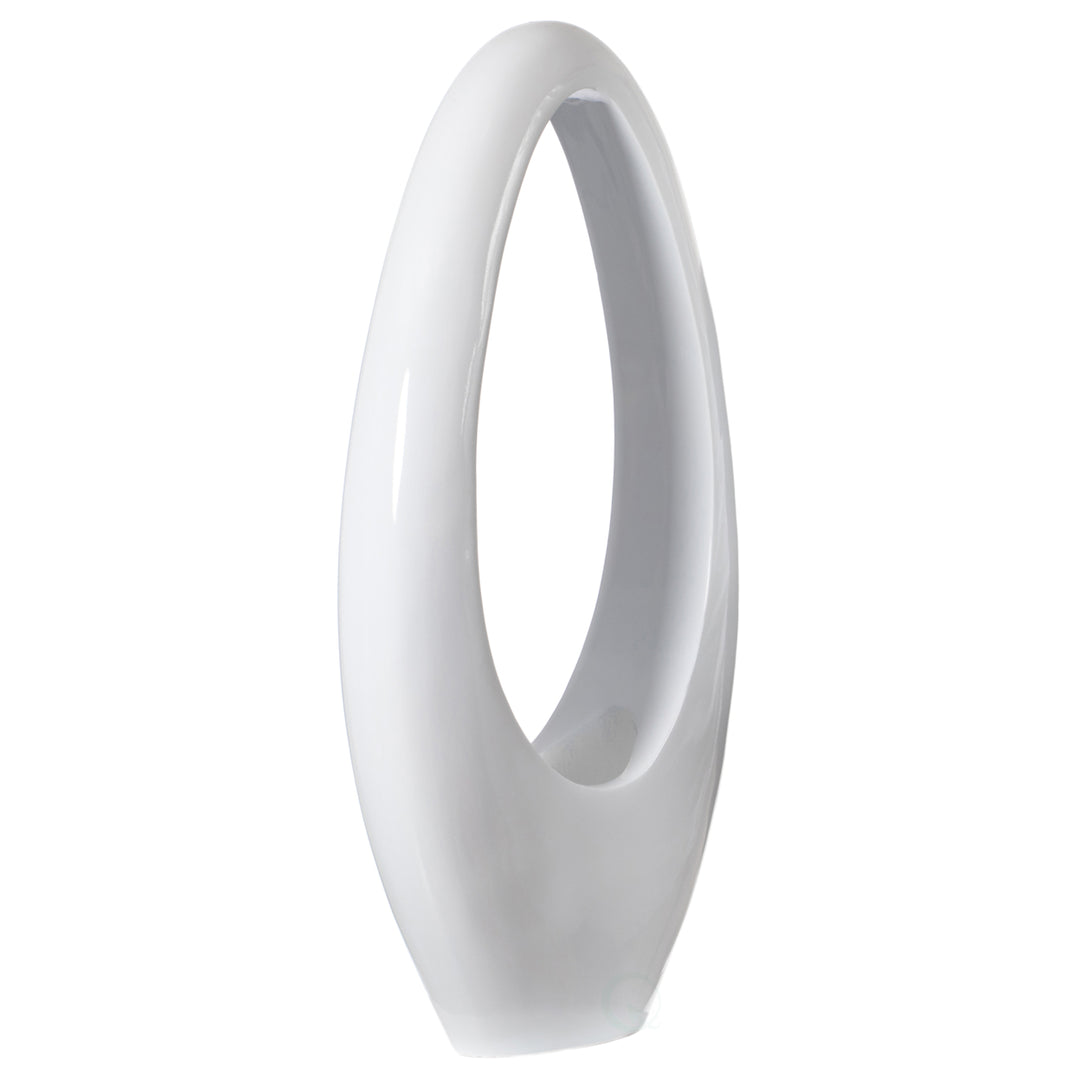 Modern White Oval Centerpiece Floor Vase 40 Inch Fiberglass for Living Room Dining Image 3