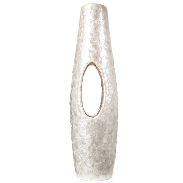 Modern Unique Design White Floor Flower Vase with Gold Interior, for Living Room, Entryway or Dining Room, 43 inch Image 8