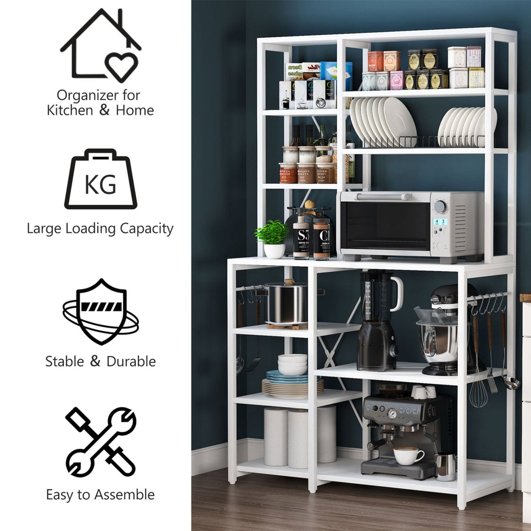 Tribesigns Kitchen Bakers Rack 5-Tier Utility Shelf Metal Frame with Hooks Image 5