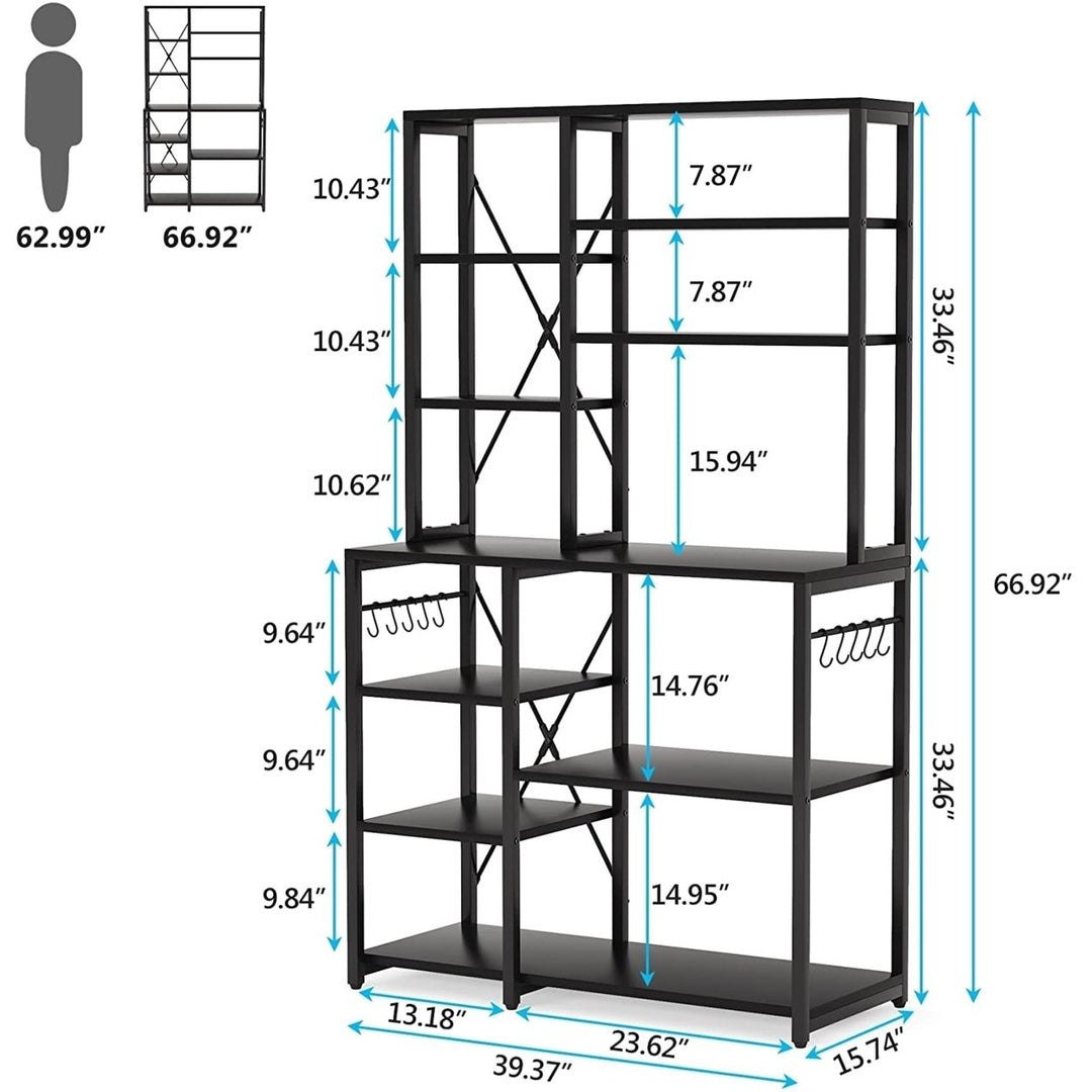 Tribesigns Kitchen Bakers Rack 5-Tier Utility Shelf Metal Frame with Hooks Image 9