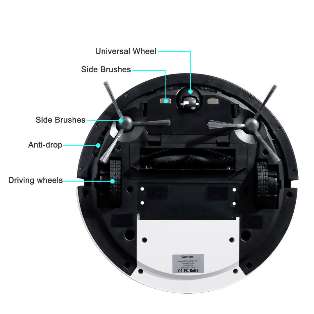 Costway Robot Vacuum Cleaner 2000Pa Strong Suction Filter Auto Self-Charging WhiteBlack Image 10