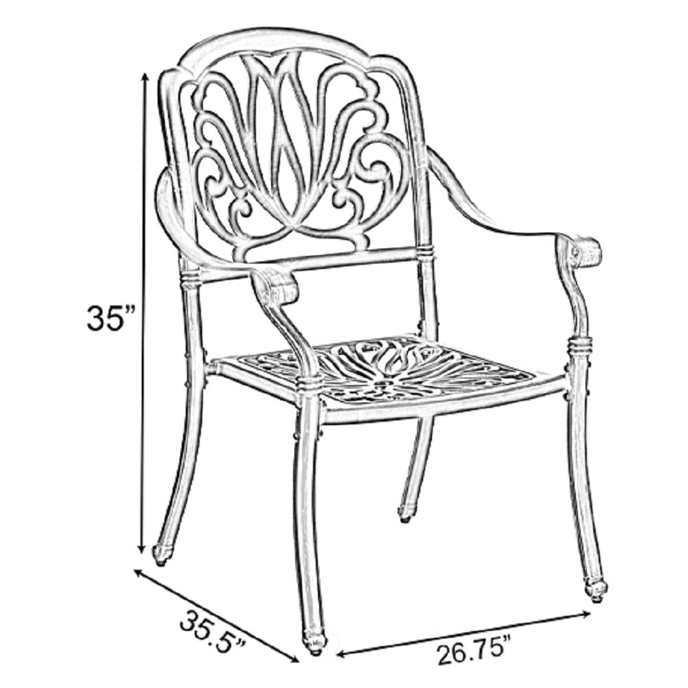 Indoor and Outdoor Bronze Dinning Set 2 Chairs with 1 Table Patio Cast Aluminum. Image 5