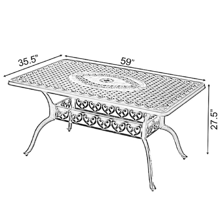 Indoor and Outdoor Bronze Dinning Set 2 Chairs with 1 Table Cast Aluminum. Image 6