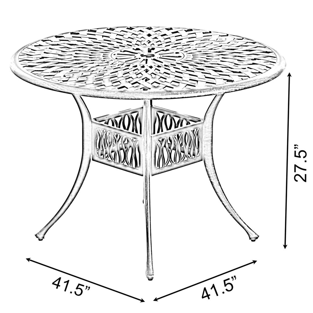 Bronze Dining Set 2 Chairs 1 Table Bistro Waterproof Cast Aluminum Umbrella Hole Image 4